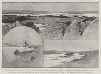 Escenas cerca del Sitio de la Gran Presa del Nilo, cuya Piedra Fundamental fue colocada por el Duque de Connaught el 12 de febrero